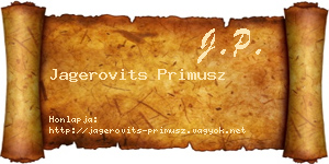 Jagerovits Primusz névjegykártya